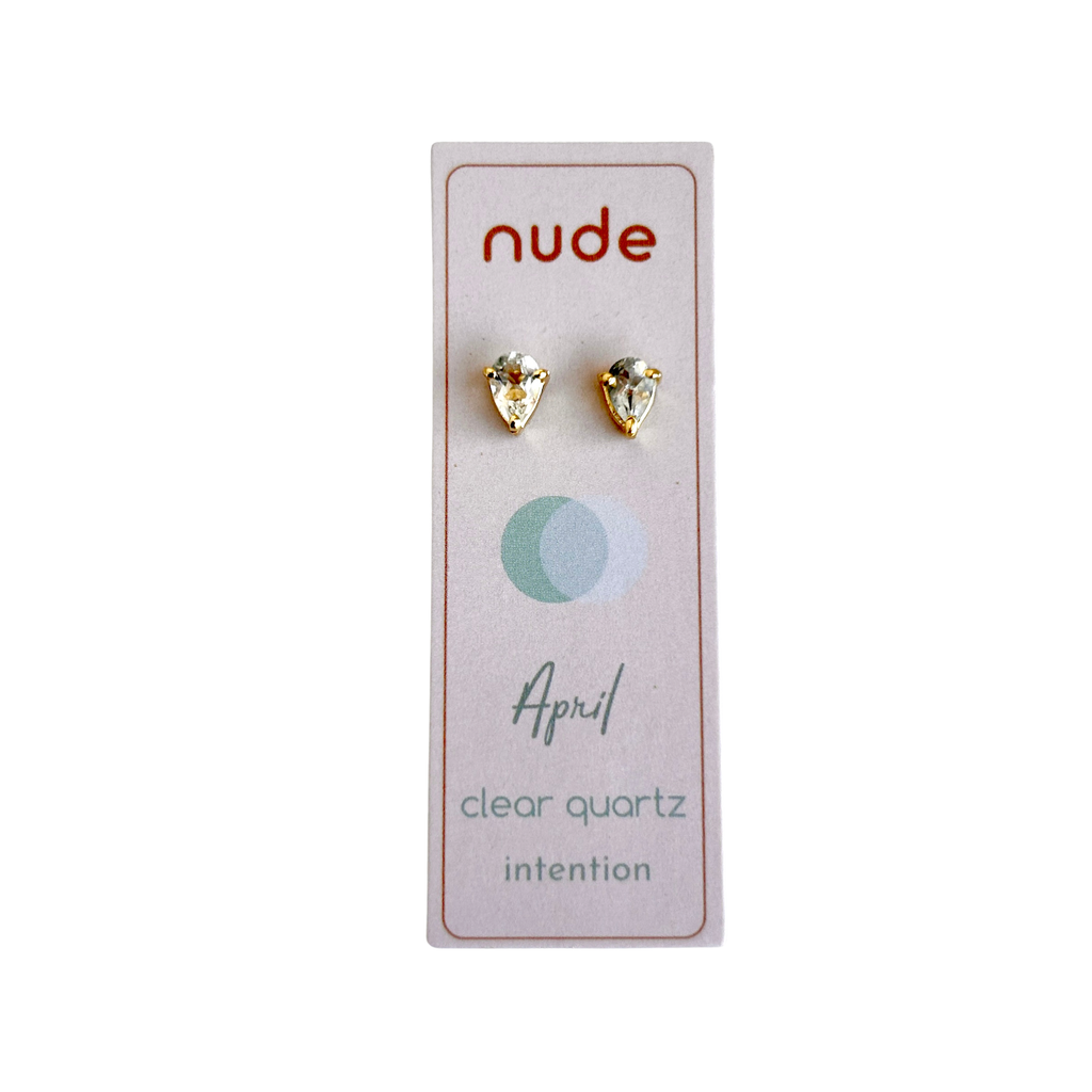 Birthstone Teardrop Gold Stud Earrings - Freshie & Zero Studio Shop