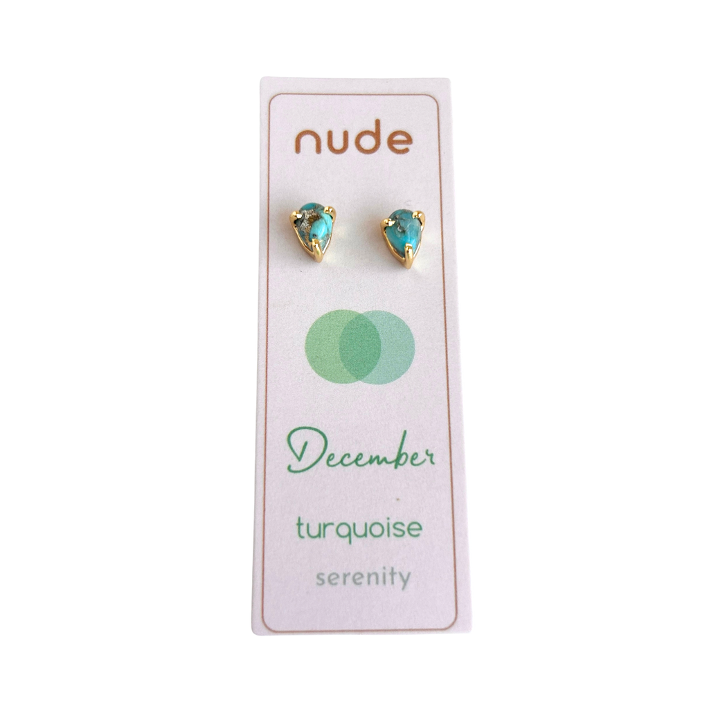 Birthstone Teardrop Gold Stud Earrings - Freshie & Zero Studio Shop
