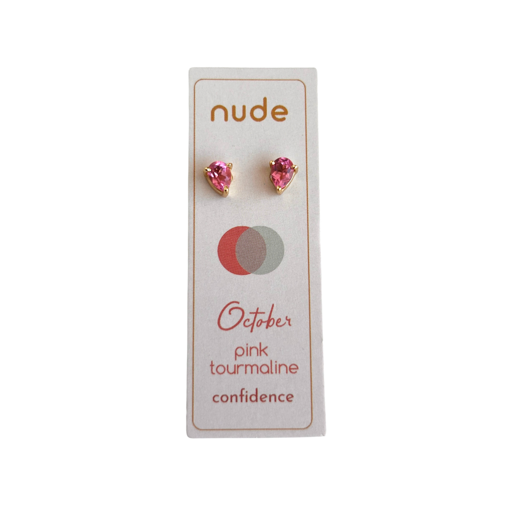 Birthstone Teardrop Gold Stud Earrings - Freshie & Zero Studio Shop