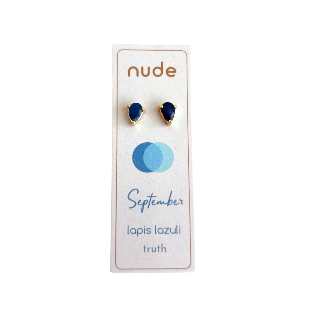 Birthstone Teardrop Gold Stud Earrings - Freshie & Zero Studio Shop