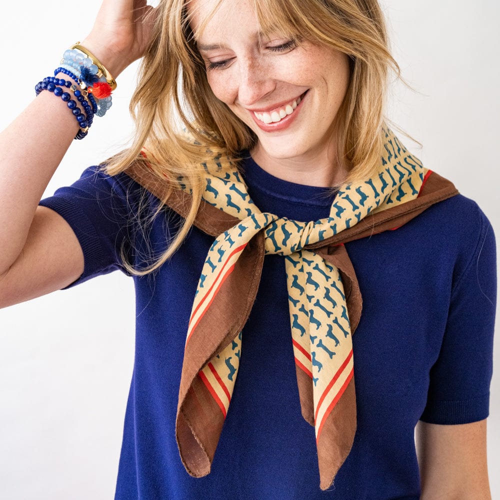Dachshund and Bone Print Cotton Scarf - Freshie & Zero Studio Shop