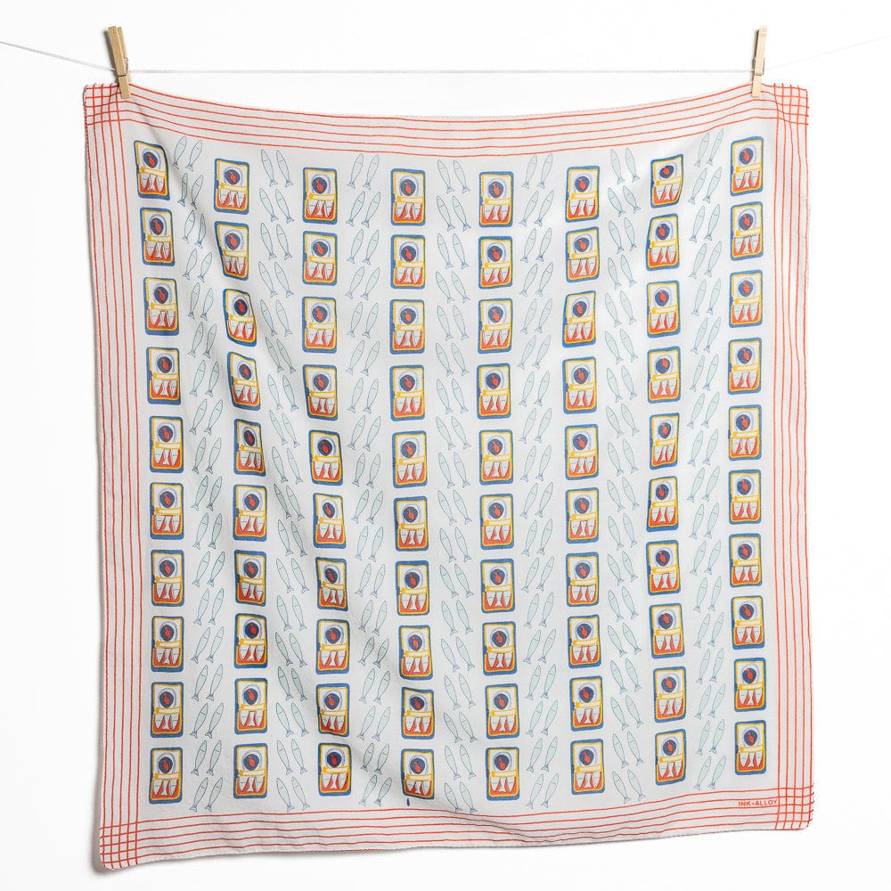 Sardine Print Cotton Scarf - Freshie & Zero Studio Shop