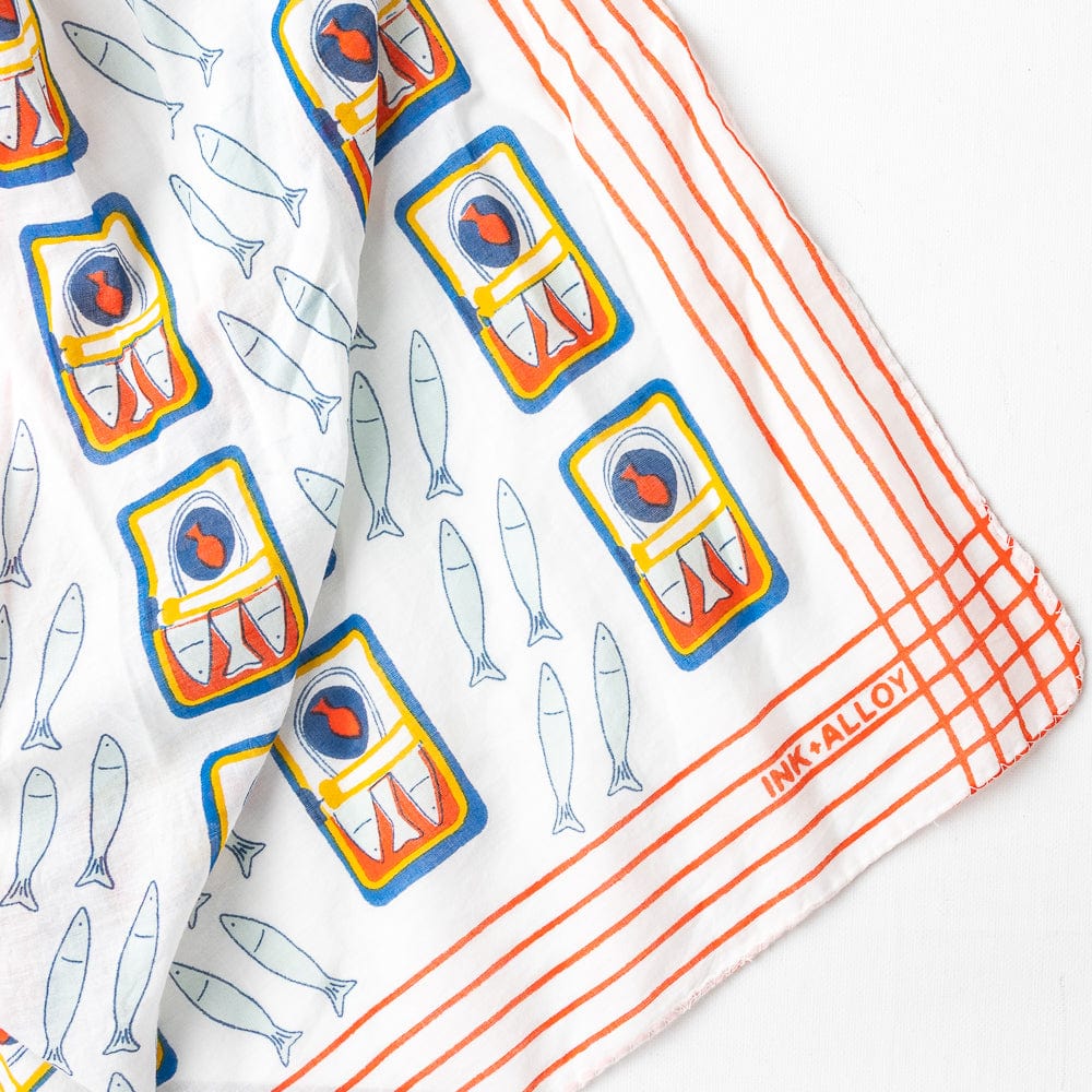 Sardine Print Cotton Scarf - Freshie & Zero Studio Shop