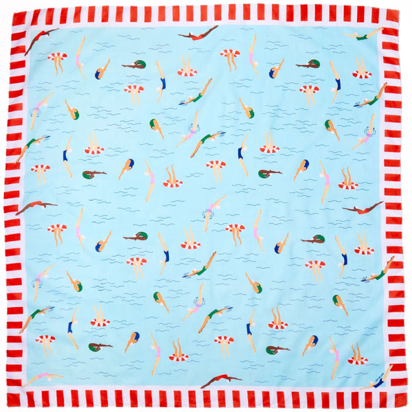 Retro Swimmer Print Cotton Scarf - Freshie & Zero Studio Shop