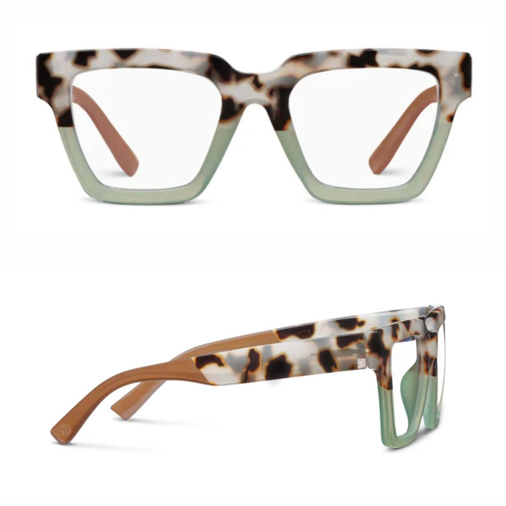 Peepers Reading Glasses: Take a Bow Chai Tort Green - Freshie & Zero Studio Shop