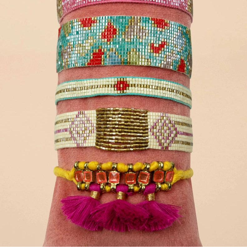 Powder Gold and Pink Beaded Bracelet - Freshie & Zero Studio Shop