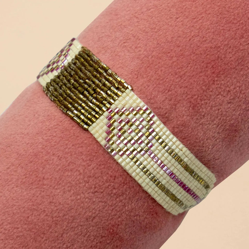 Powder Gold and Pink Beaded Bracelet - Freshie & Zero Studio Shop