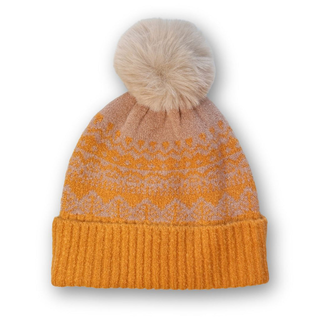 Thora Pompom Hat by Powder UK - Mustard & Taupe - Freshie & Zero Studio Shop