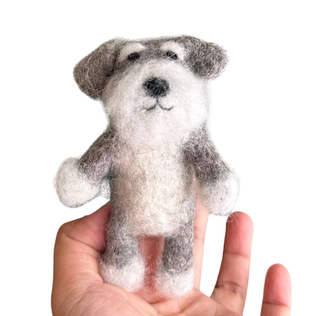 Schnauzer Dog Felt Finger Puppet - Freshie & Zero Studio Shop