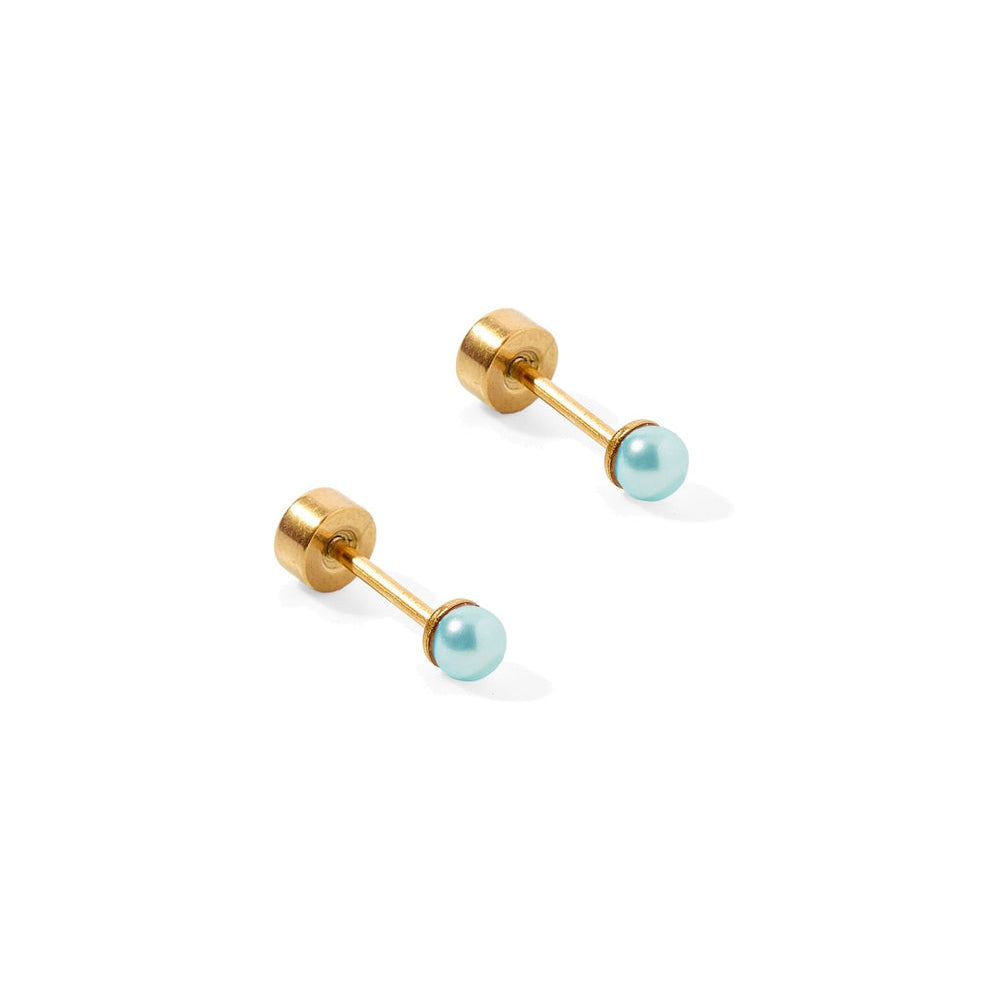 Pale Blue Pearl Flatback Waterproof Stud Earrings - Freshie & Zero Studio Shop