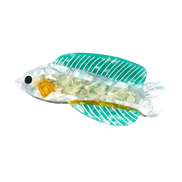 Green Silver Arowana Fish Hair Claw Clip - Freshie & Zero Studio Shop