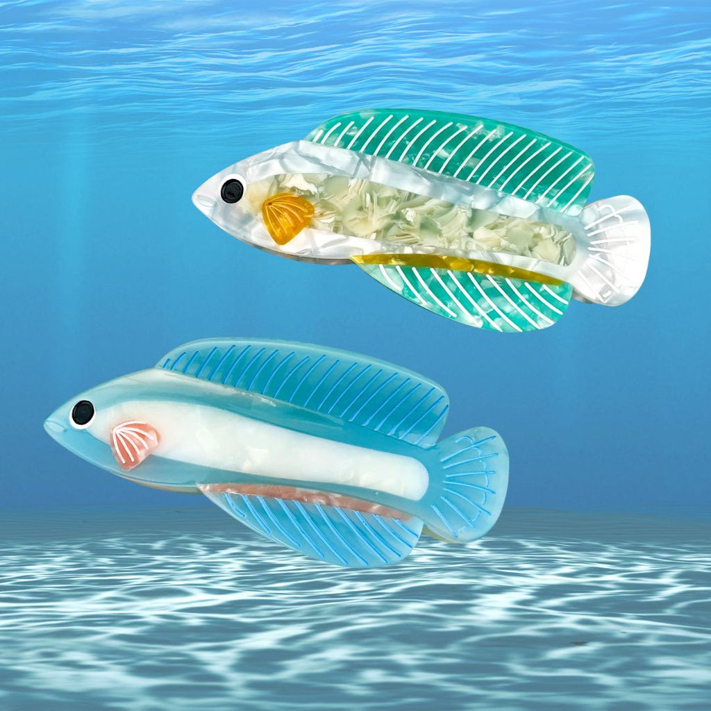 Blue Silver Arowana Fish Hair Claw Clip - Freshie & Zero Studio Shop