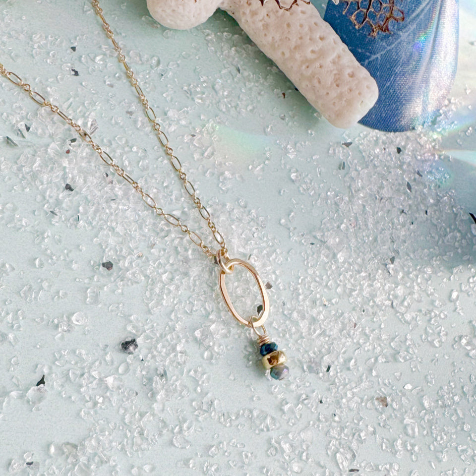 tidal blue little gemstone necklace - Freshie & Zero Studio Shop