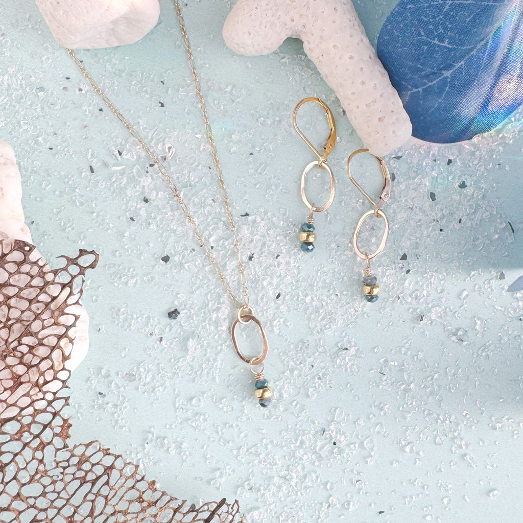 tidal blue little gemstone necklace - Freshie & Zero Studio Shop