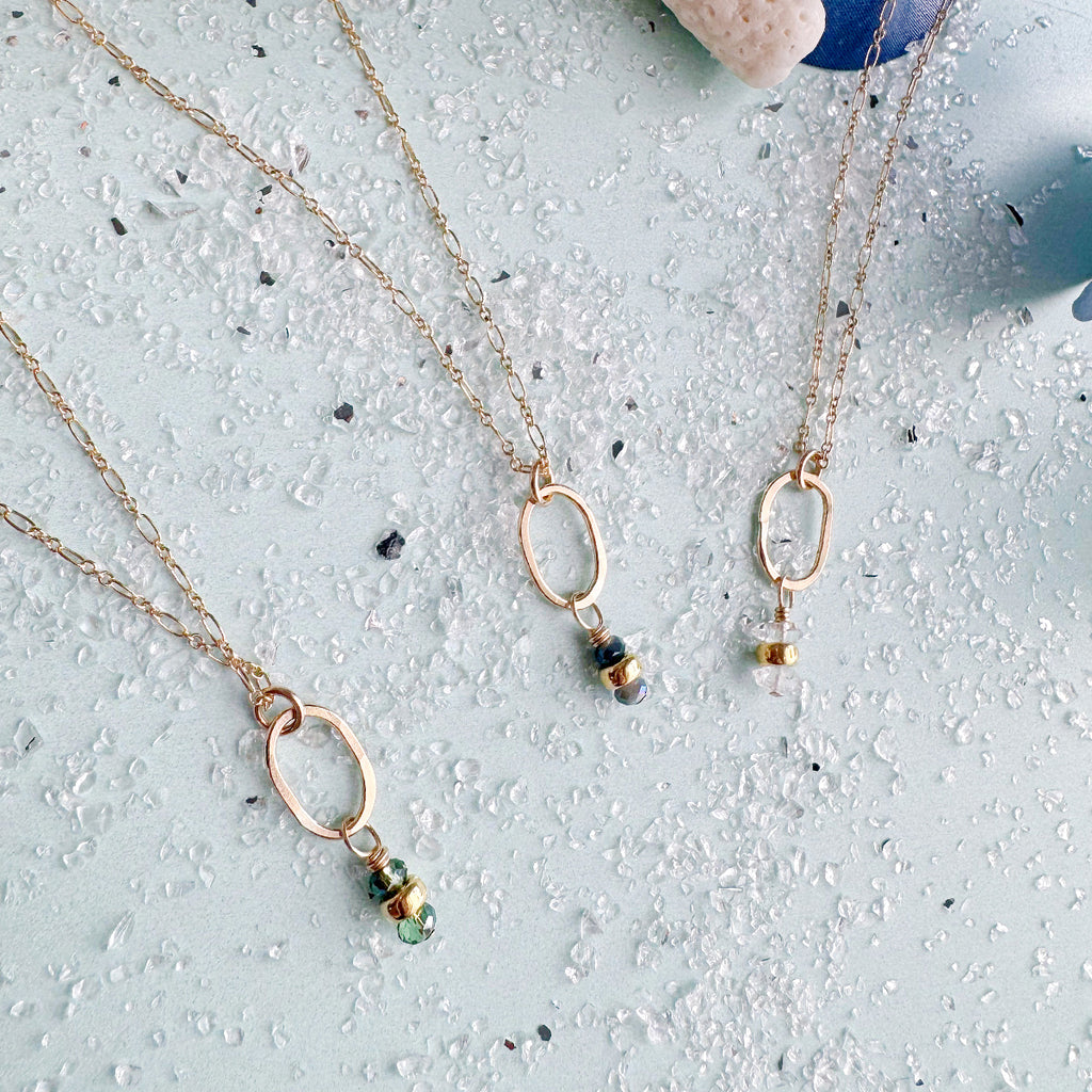 tidal herkimer diamonds little gemstone necklace - Freshie & Zero Studio Shop