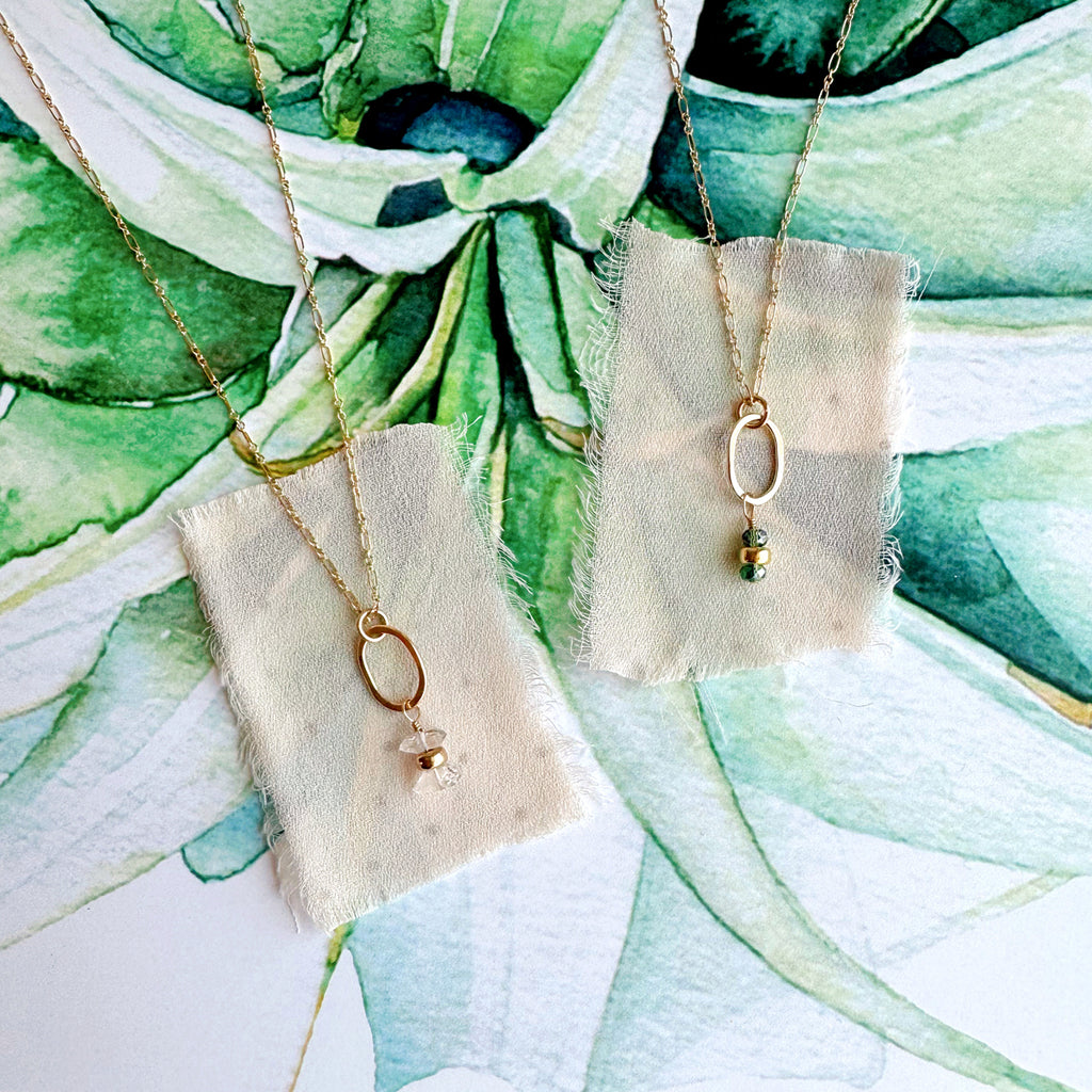 tidal herkimer diamonds little gemstone necklace - Freshie & Zero Studio Shop