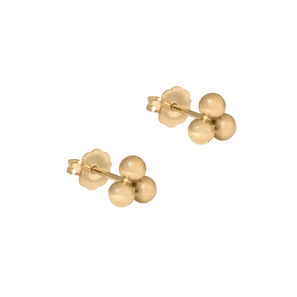 Triple Bead Gold Stud Earrings - Freshie & Zero Studio Shop