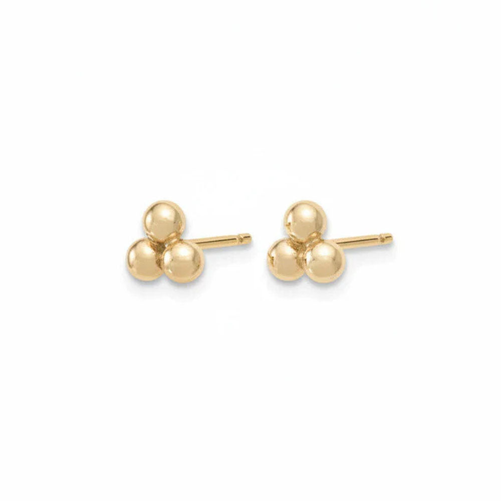 Triple Bead Gold Stud Earrings - Freshie & Zero Studio Shop