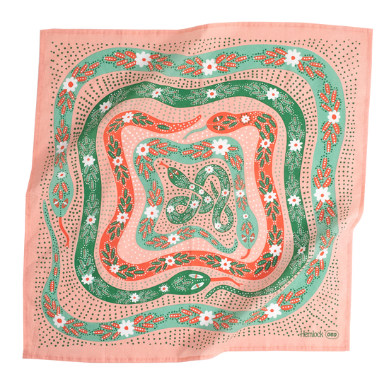 Hemlock Bandana: Snakes Pink - Freshie & Zero