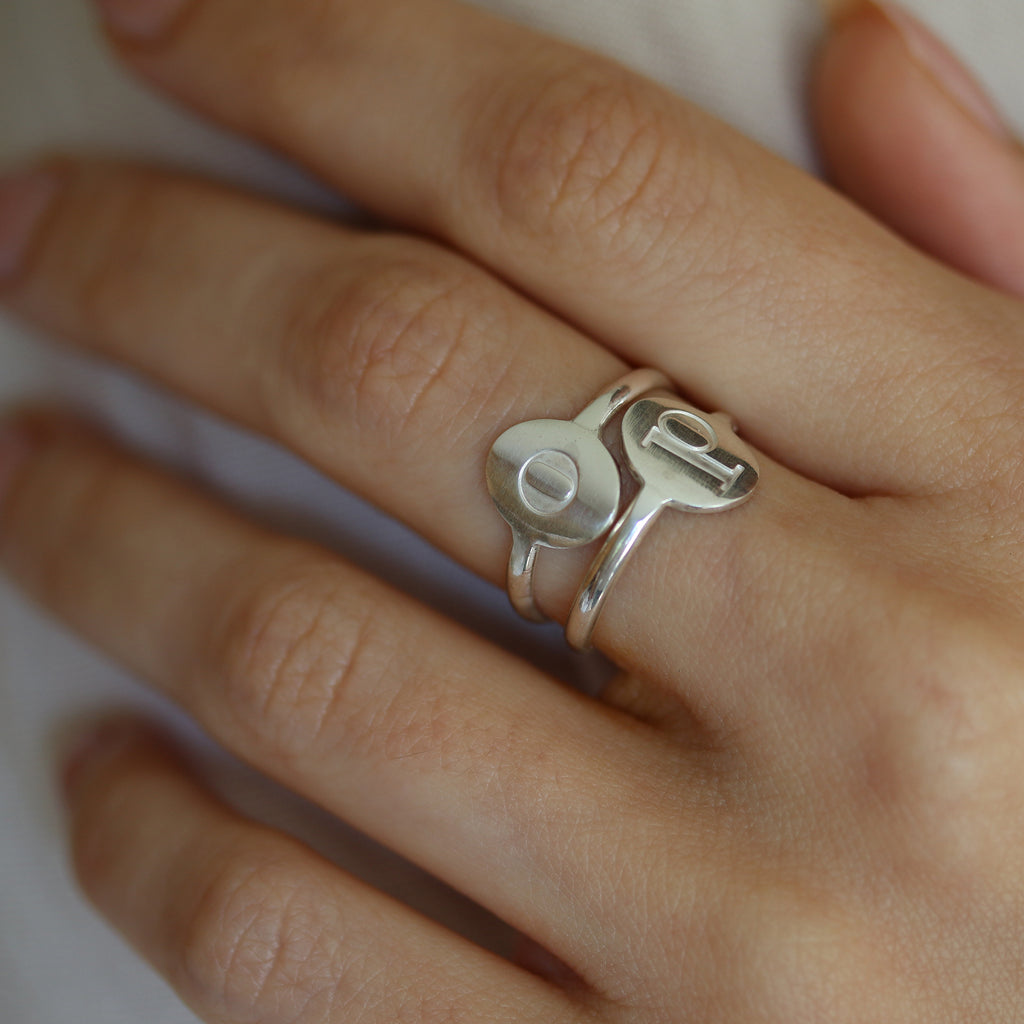 Modern Signet Initial Ring - Freshie & Zero Studio Shop