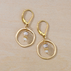 Sunrise Moonstone and Gold Circle Earrings - Freshie & Zero