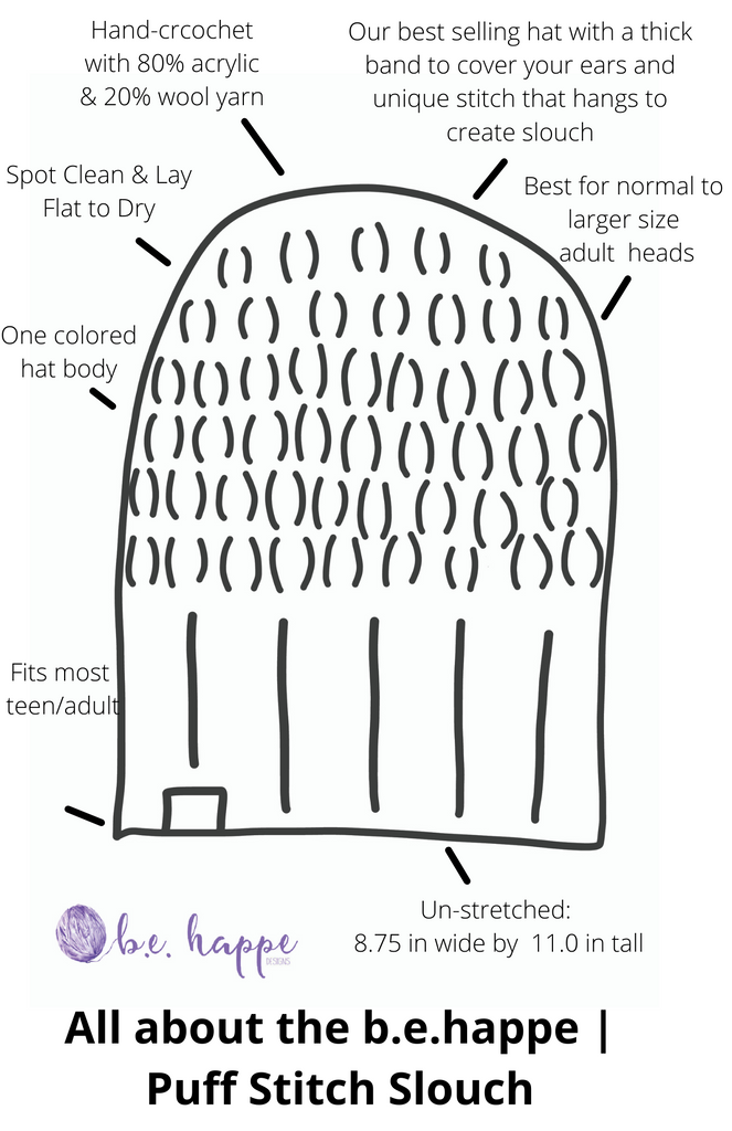 Puff Stitch Slouch Beanie - Freshie & Zero Studio Shop