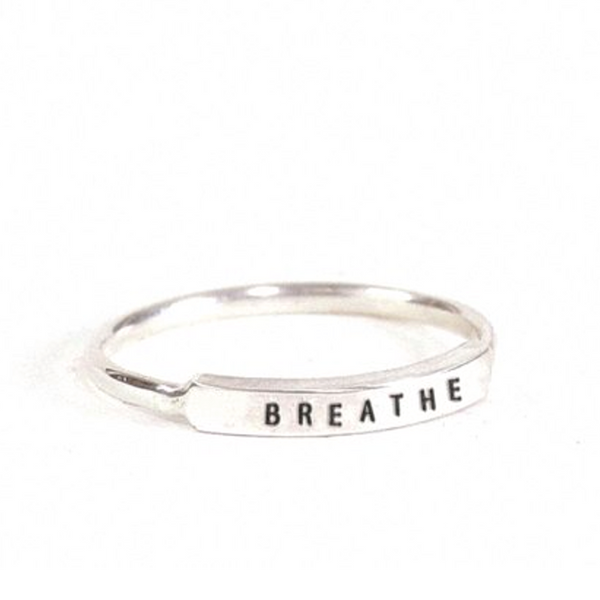 Breathe: Hand Stamped Message Stacking Ring - Freshie & Zero Studio Shop