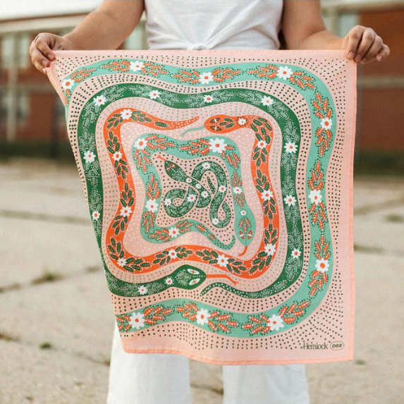 Hemlock Bandana: Snakes Pink - Freshie & Zero