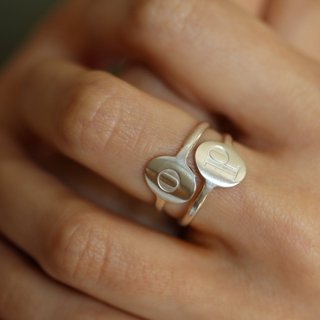 Modern Signet Initial Ring - Freshie & Zero Studio Shop