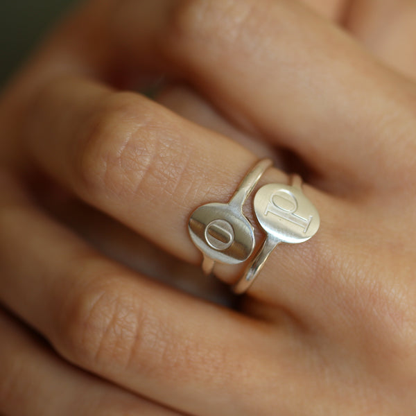 Modern Signet Initial Ring - Freshie & Zero Studio Shop