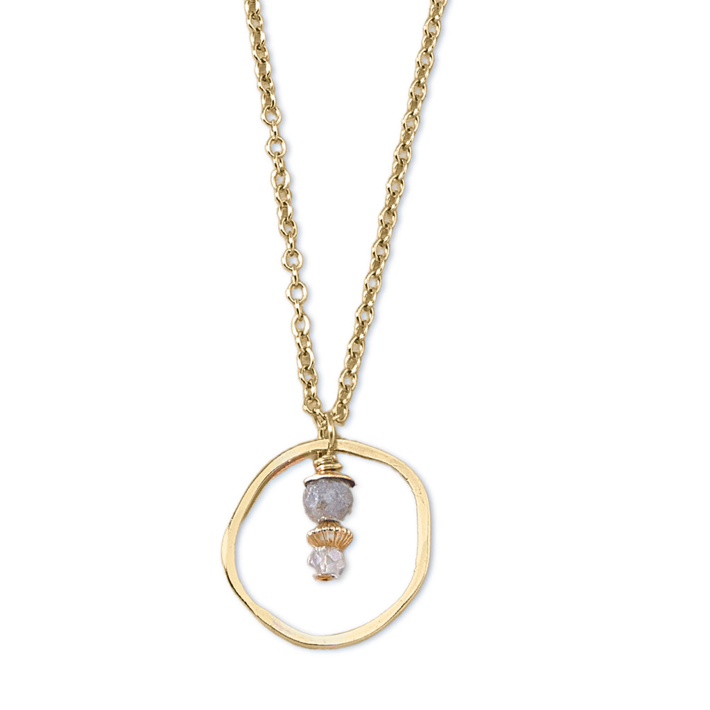 Sunrise Moonstone and Gold Circle Necklace - Freshie & Zero