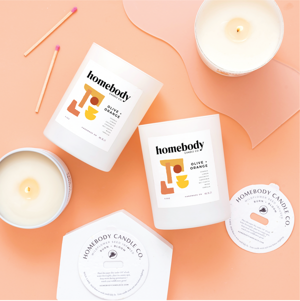 Olive + Orange • burn + bloom candle - Freshie & Zero Studio Shop