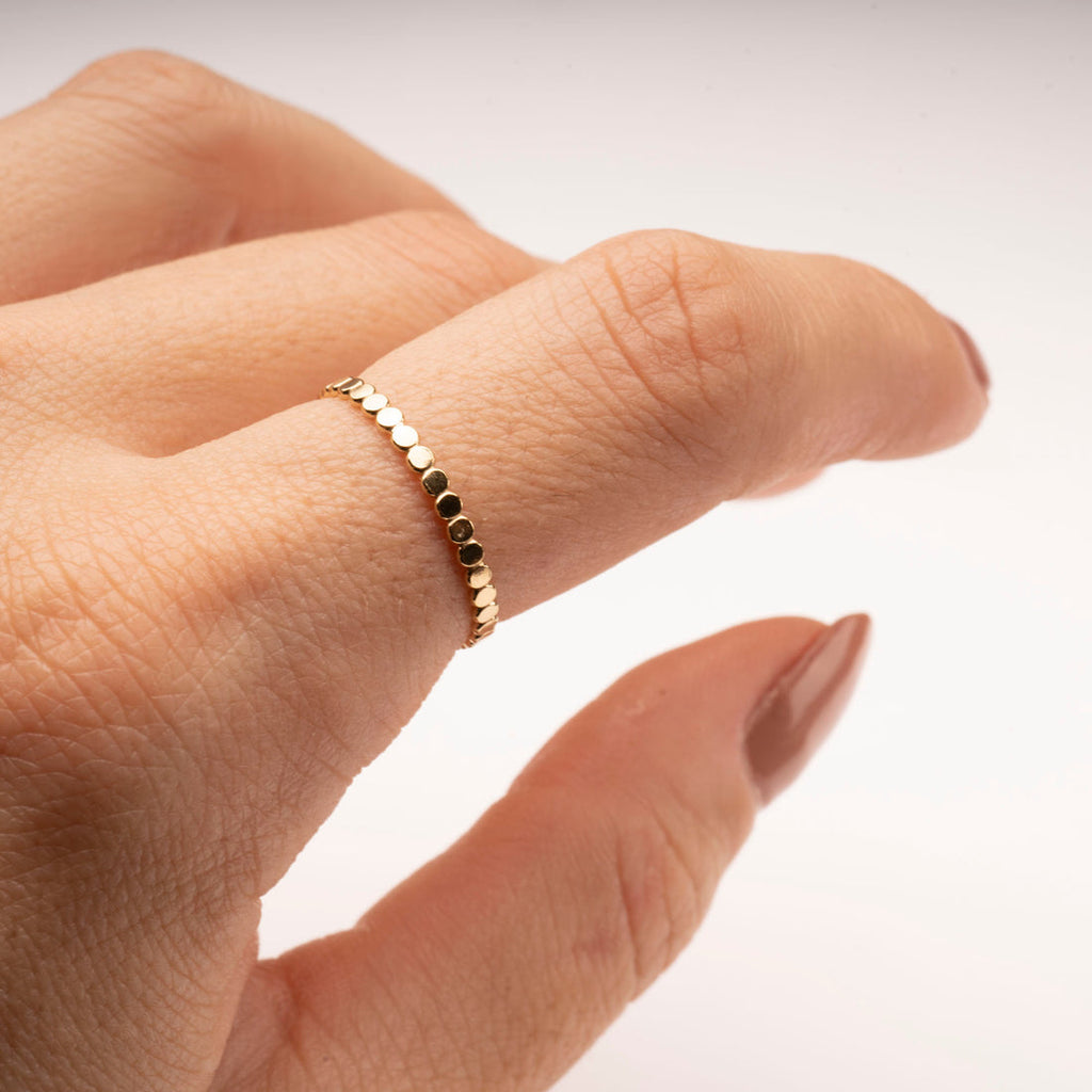 Gold Filled Flat Beaded Stacking Ring - Freshie & Zero Studio Shop