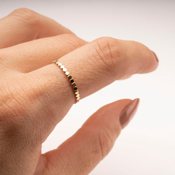 Gold Filled Flat Beaded Stacking Ring - Freshie & Zero Studio Shop