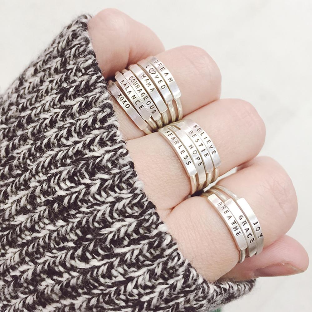 Breathe: Hand Stamped Message Stacking Ring - Freshie & Zero