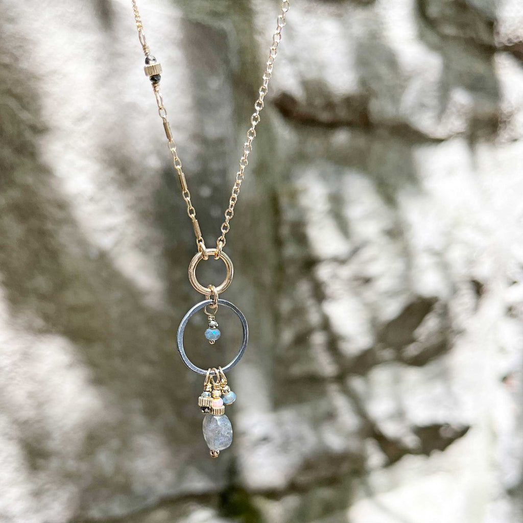 Portico Labradorite Mixed Gold Chains Necklace - Freshie & Zero Studio Shop