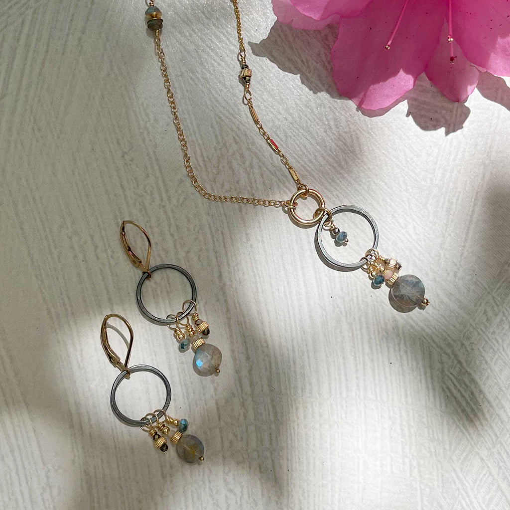 Portico Labradorite Mixed Gold Chains Necklace - Freshie & Zero Studio Shop